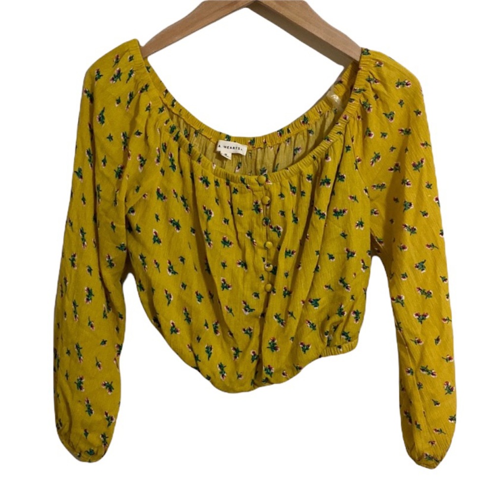 PACSUN L.A. Hearts Off Shoulder Floral Crop Top